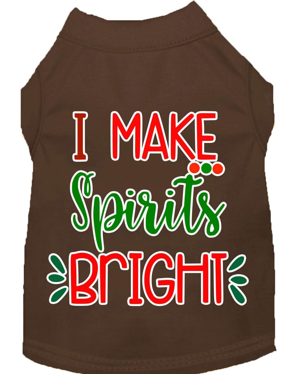 Christmas Pet Dog & Cat Shirt Screen Printed, &quot;I Make Spirits Bright&quot; Black LG (10-14 lbs.)