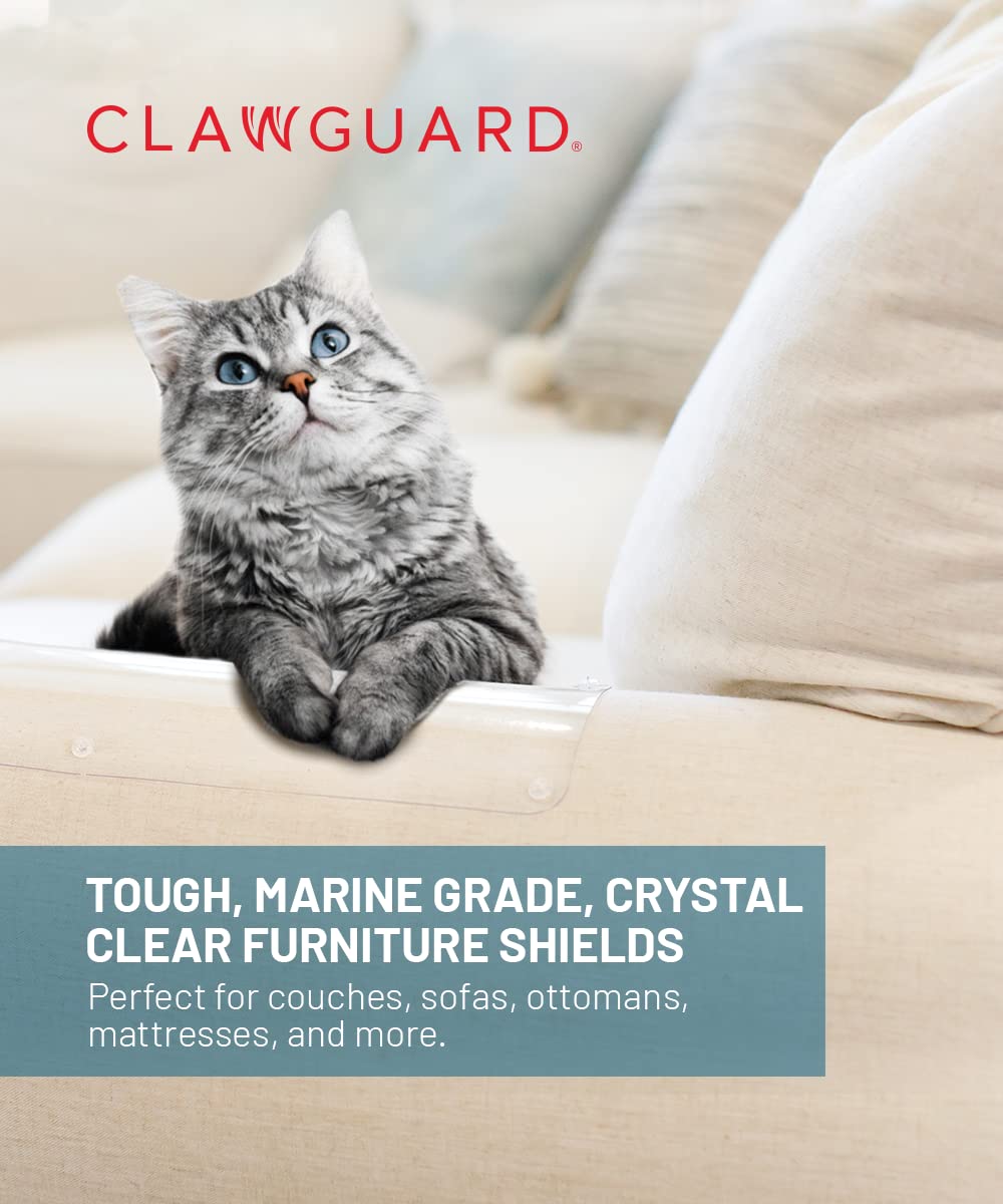 Clawguard Marine Grade Furniture Shields The Ultimate Clear Cat Scratch Pads To Protect & Cover Couch/Sofa/Chair/Upholstery, Crystal Clear 5.5' X 18'/2Piece/Large