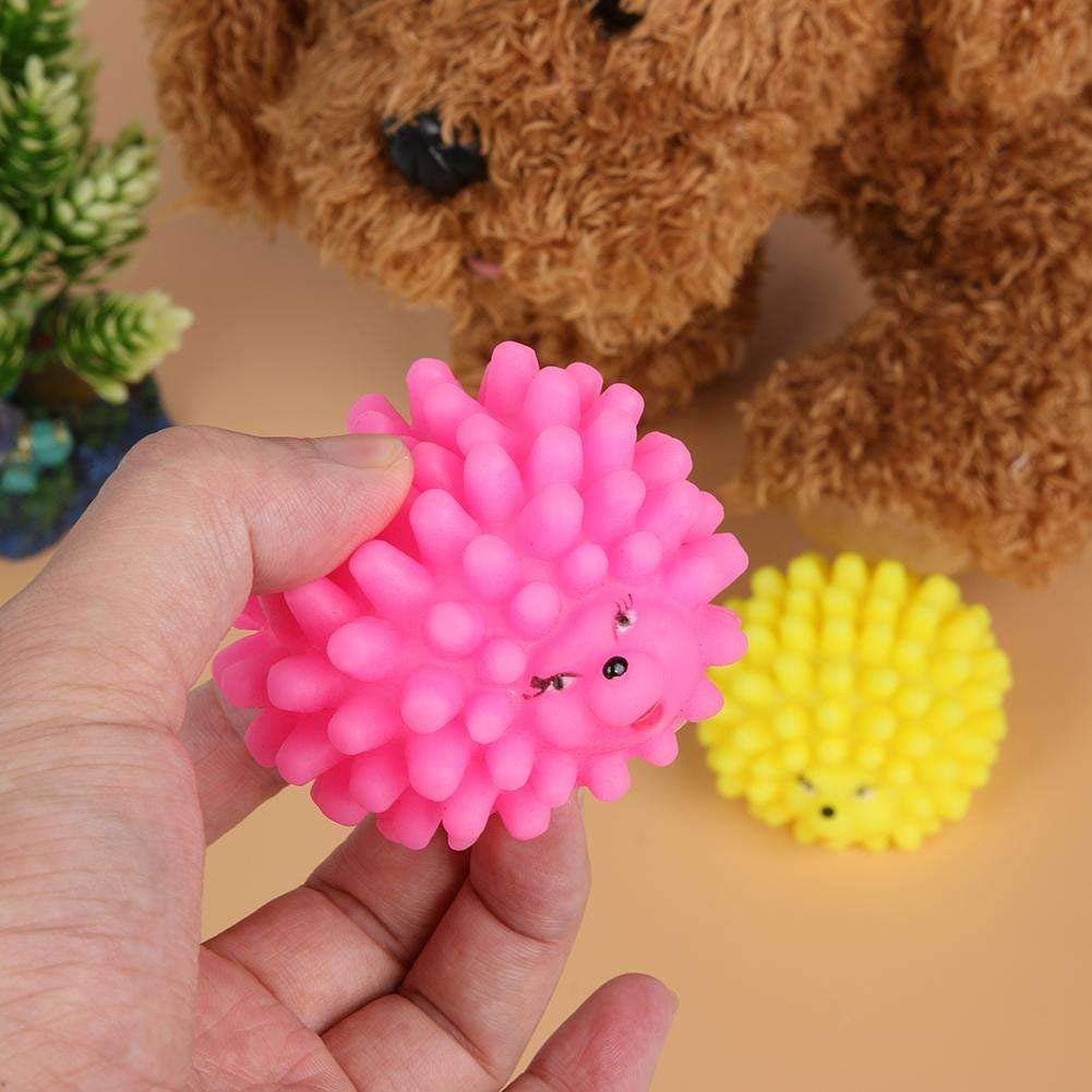 Psk Pet Mart Natural Rubber Vinyl Cute Colorful Hedgehog Squeaky Toy For Puppy Dog  (Color May Vary) 1 Pcs