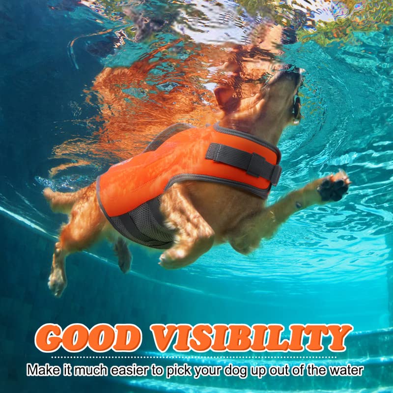 Sheripet Dog Life Jacket, Good Visibility Dog Life Vests For Swimming With Reflective Stripes And Rescue Handle, Pet Flotation V