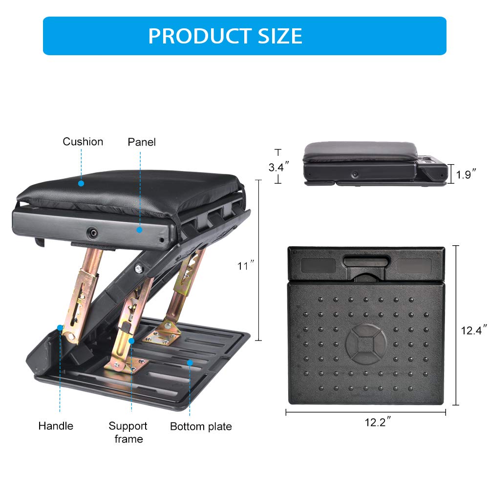 Leermart Adjustable Footrest, 4-Level Height Adjustment, Metal, Black, Max Load 120Lbs with Massaging Beads, Model BN-E03-2C-01