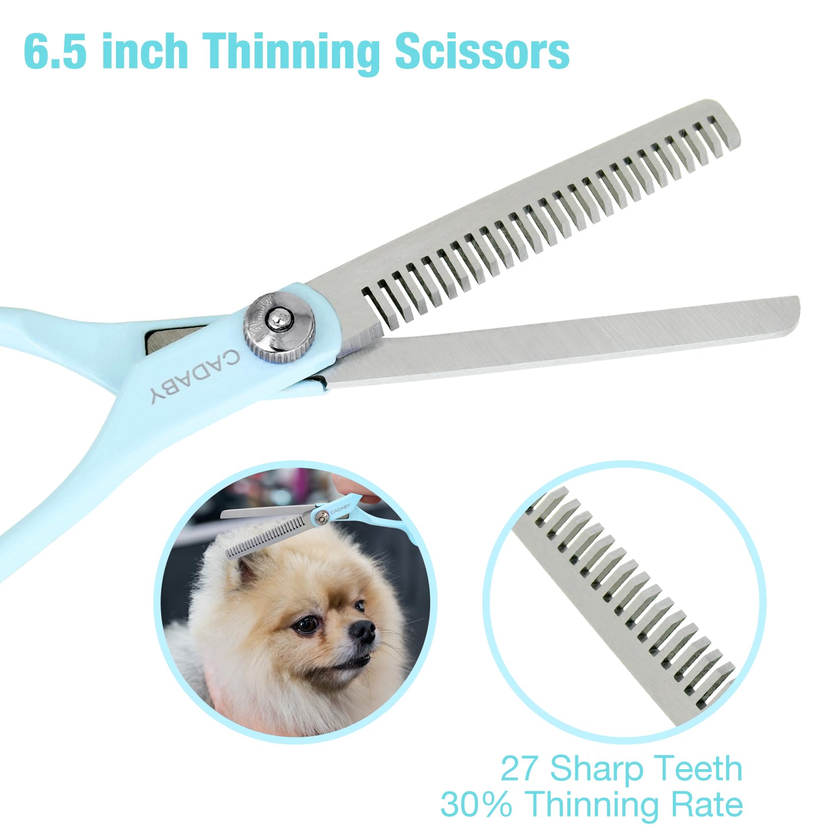 Dog Scissors for Grooming, 5 in 1 Dog Grooming Scissors Kit, Professional Dog Scissors Stainless Steel Pet Grooming Shears for D