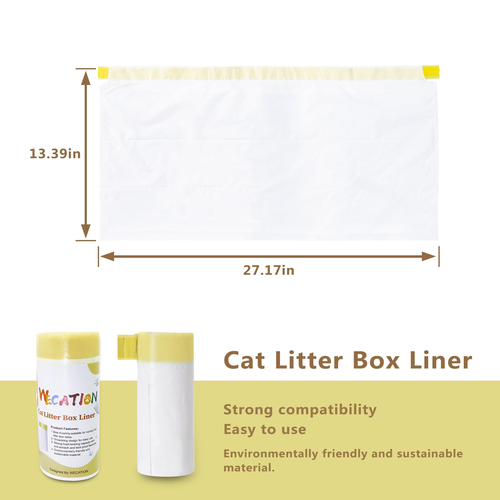 Wecation 30 Count Cat Litter Box Liners, Only Compatible With Neakasa And Petpivot Self-Cleaning Cat Litter Box
