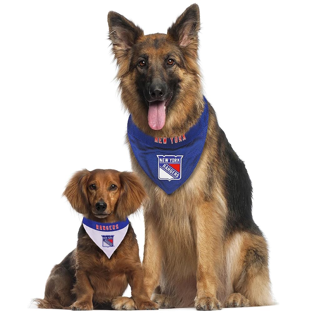 Pets First Nhl New York Rangers Reversible Bandana Size Xx-Large For Dogs & Cats. 2 Sided Sports Bandana, Premium Embroidery Tea