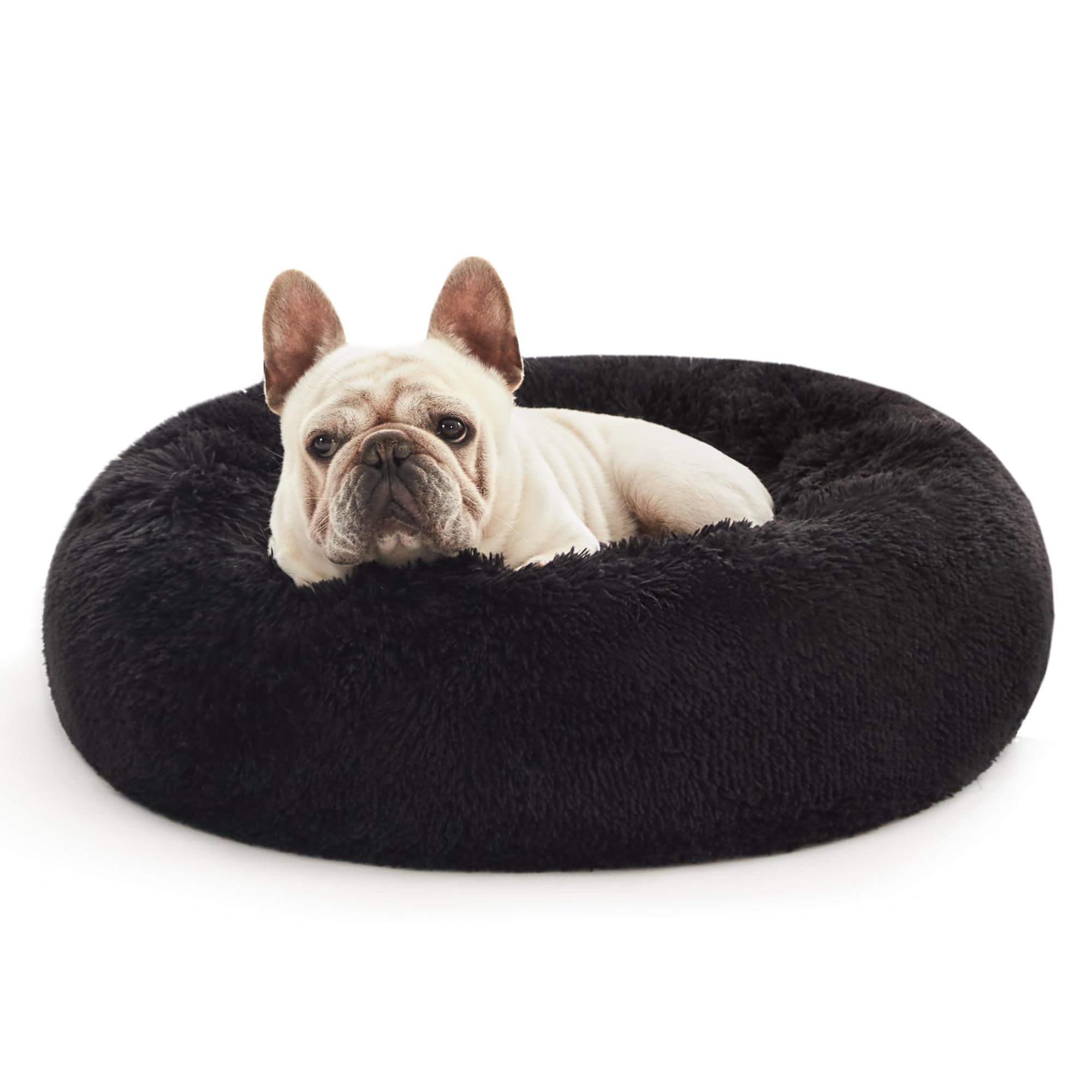 Love s cabin Calming Cat Bed for Indoor Cats,Anti-Anxiety Donut Round Dog Bed,Fluffy Faux Fur Washable Pet Bed for Small Medium