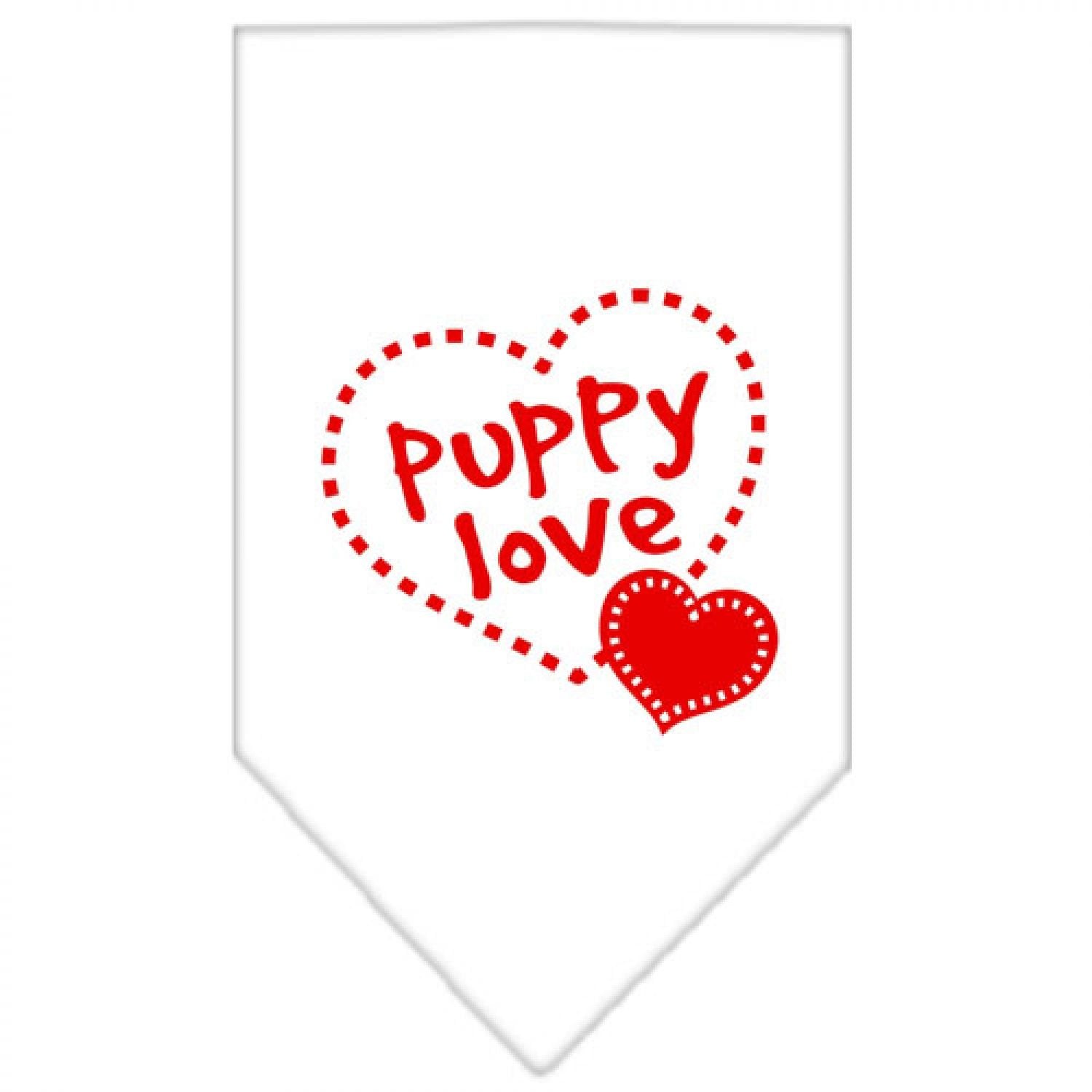Mirage Pet Products Puppy Love Screen Print Bandana, Small, White