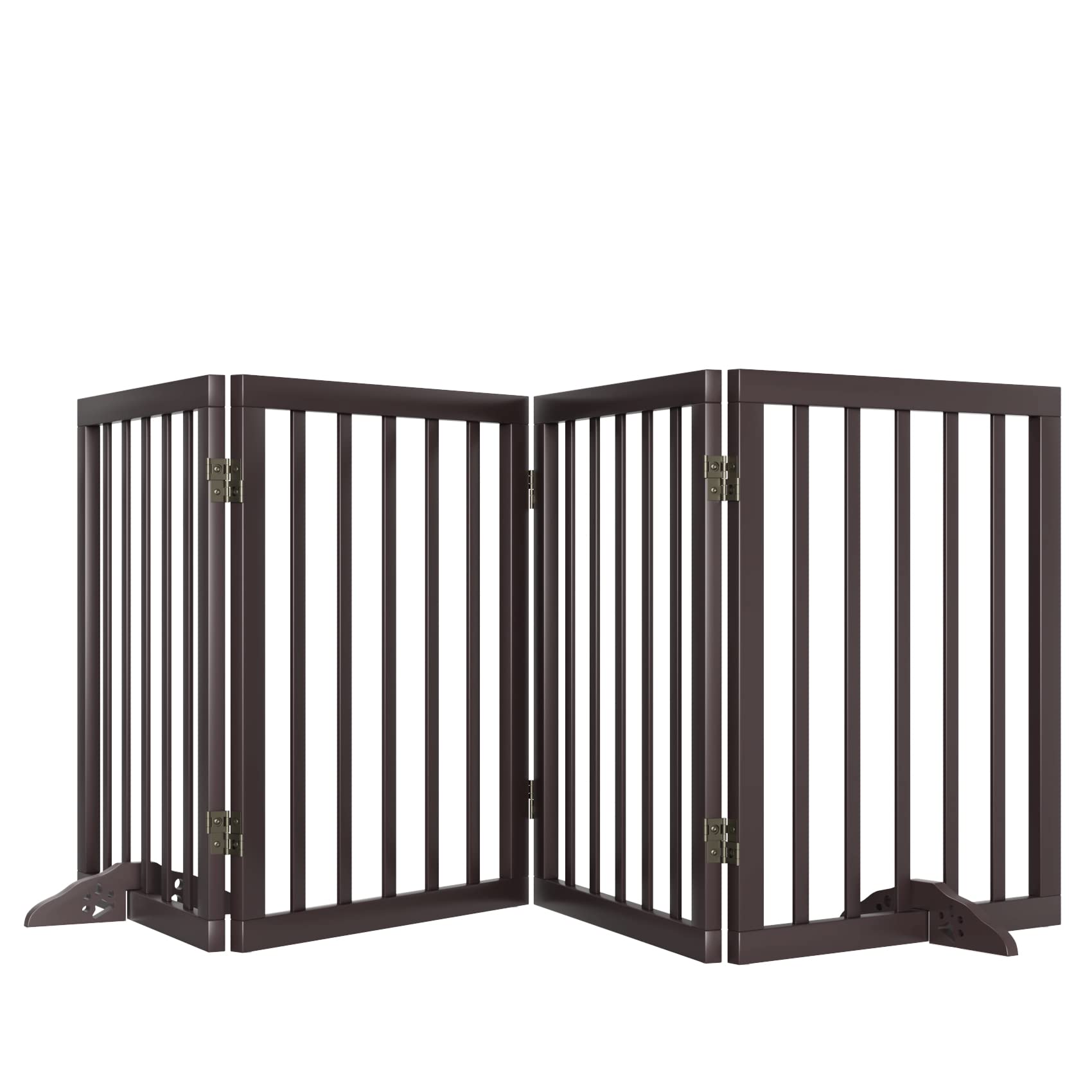 Semiocthome Freestanding Dog Gates for The House, Doorways, Stairs with 2PCS Support Feet, Foldable 4-Panel Pet Gates for Dogs,