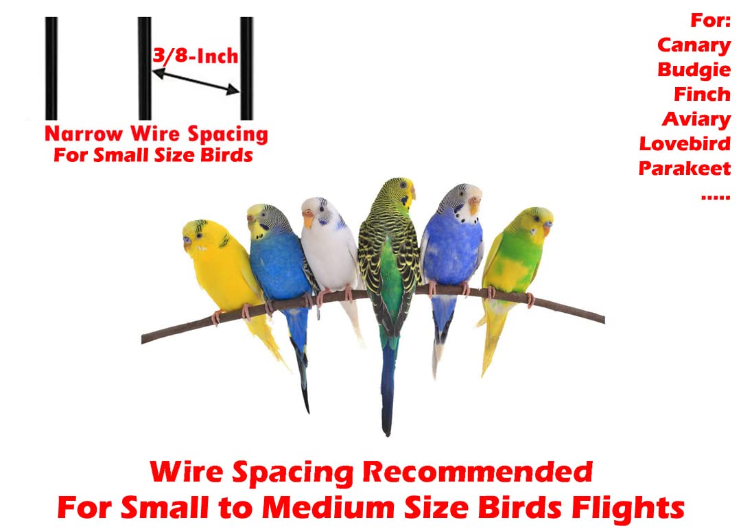 Round Bird Cage For Small Size Birds Flight, Cockatiel Lovebird Finches Canary Parakeet Aviary Budgie (13' D X 25' H, Black)