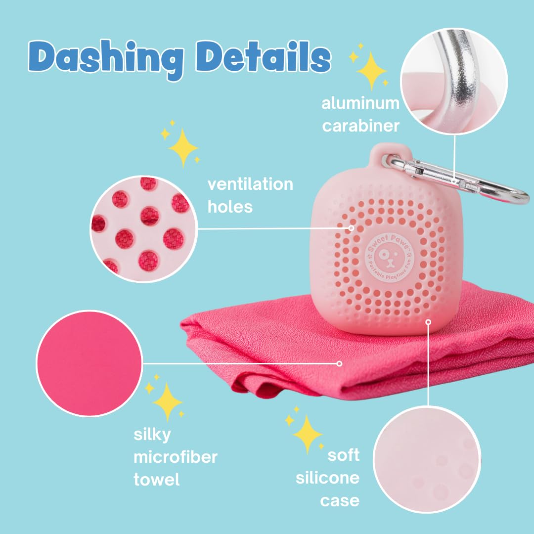 Sweet Paws Portable Dog Paw Towel, Lightweight & Super Absorbent Microfiber, Clips Onto Leash, Quick Drying Towel For Dogs Paws With Silicone Case, Dry Dog’S Paws On The Go - Small - 3 Pieces Set