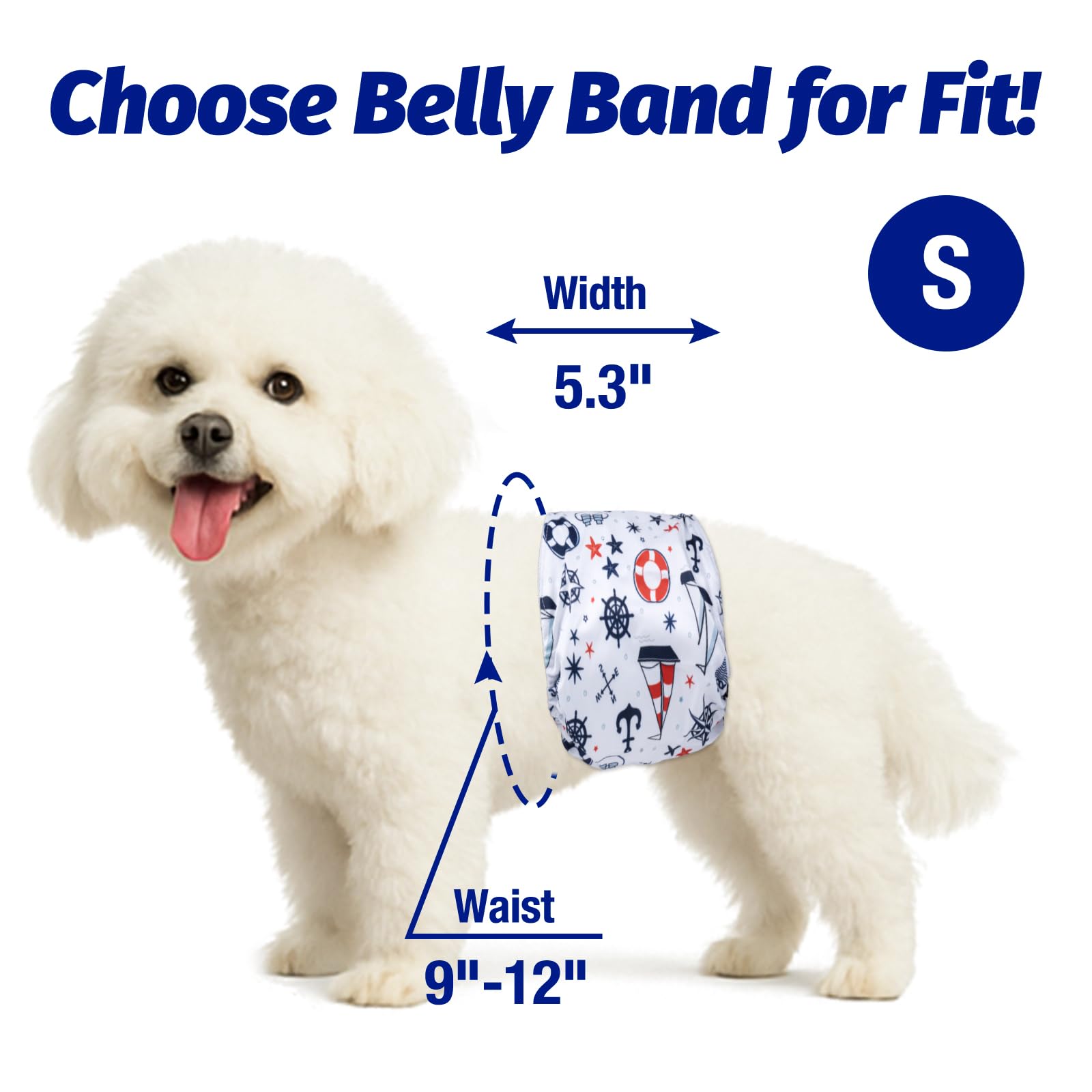Pet Soft Dog Belly Bands - Washable Male Dog Diapers Belly Band For Male Dogs, Reusable Male Dog Belly Wraps 3Pack For Doggy Puppy(Sailor, S)