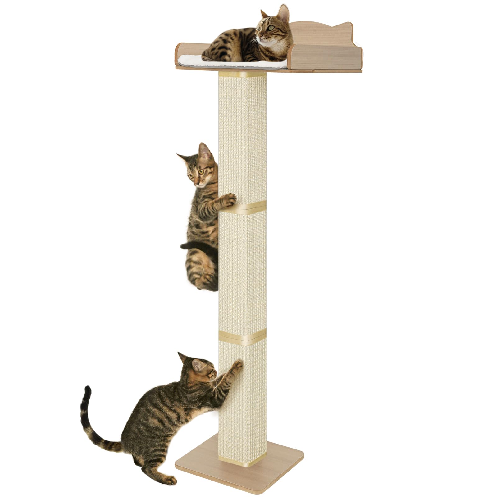 Cat Window Perch With Scratching Post, Cat Hammock For Window With 2 Suction Cups, Sisal Tall Cats Scratching Post With Large Pe