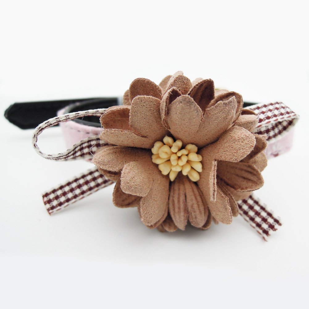 Petfavorites Kitten Puppy Collar - Flower Bow Tie Cat Dog Necklace - Teacup Chihuahua Yorkie Clothes Holiday Costume Outfits Accessories, Adjustable Buckle (Pink, 8.7 To 11-Inch)