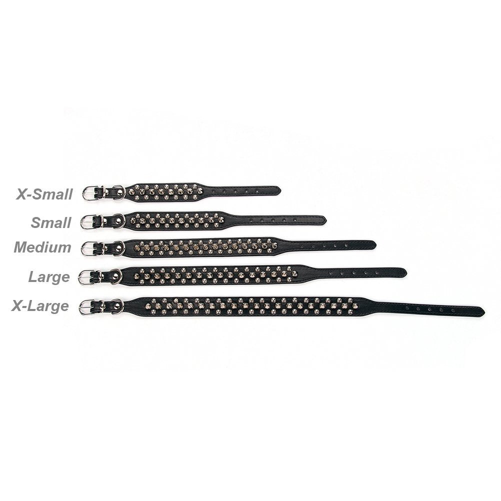 Aolove Mushrooms Spiked Rivet Studded Adjustable Pu Leather Pet Collars For Cats Puppy Dogs (Small, Black)
