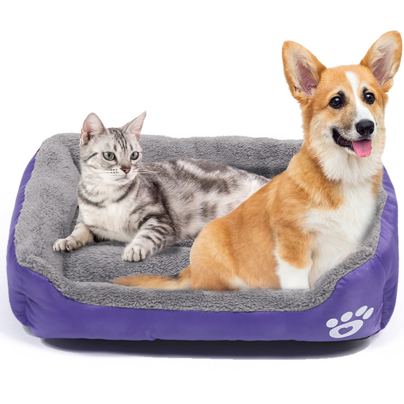 Resulzon Square Dog Cat Beds Mattress Washable Pads Room, Soft Plush Faux Fur Sleeping Pet Fleece Bed Mat For Small Medium Doggy
