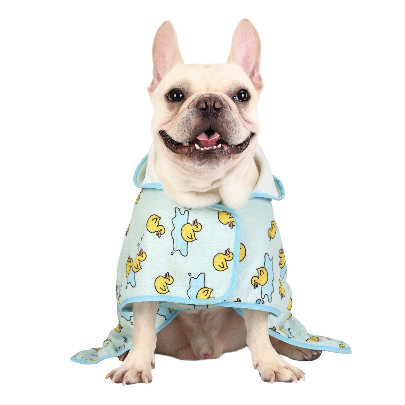 Hde Dog Bathrobe Super Absorbent Quick Drying Towel With Hood For All Dog Breeds Sizes S-Xxl - Rubber Duck Puddles - S