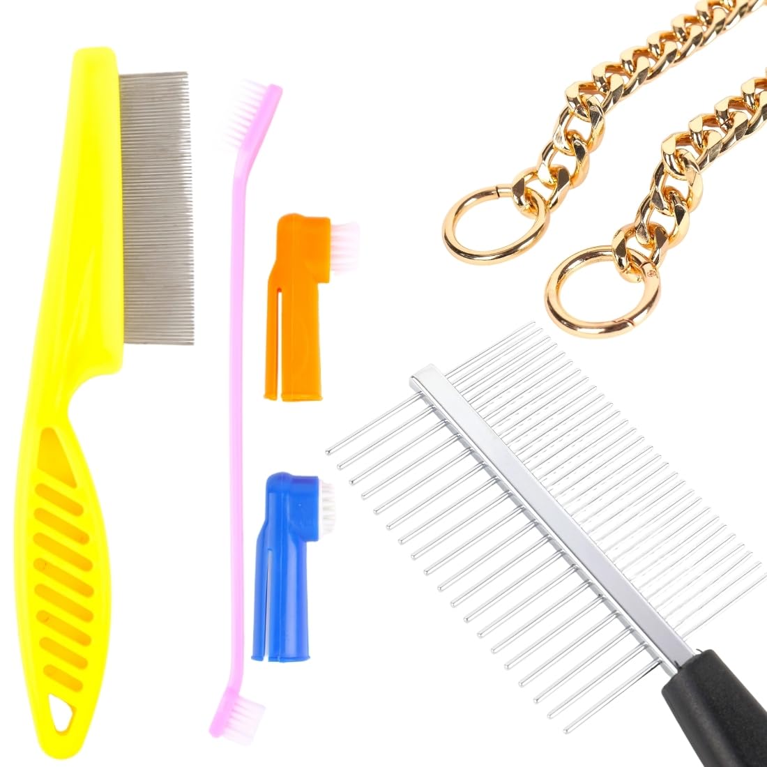 Dog Grooming Brushes Set, MultiColor Pet Combs with Metal Pins, Professional Detangling Tools(4 PACK)