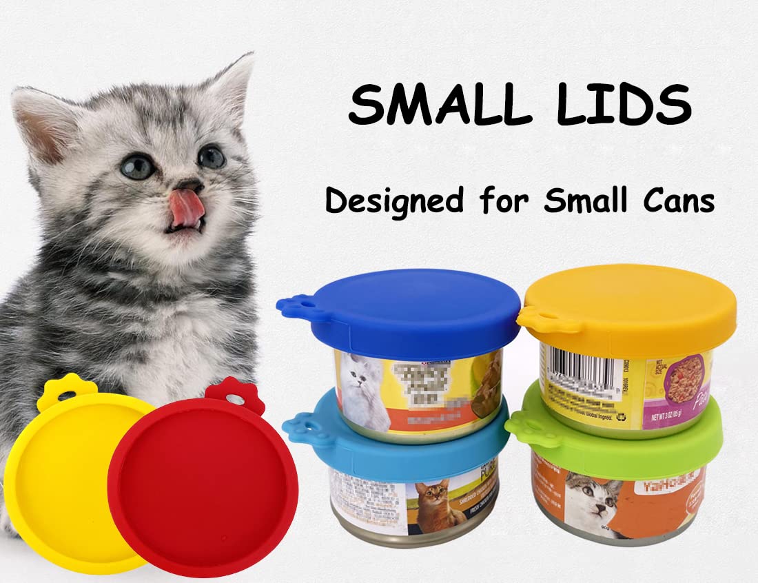 Comtim Cat Food Can Lids, Silicone Small Pet Food Can Lids Covers for 3 oz Cat Food Cans (Multiple)