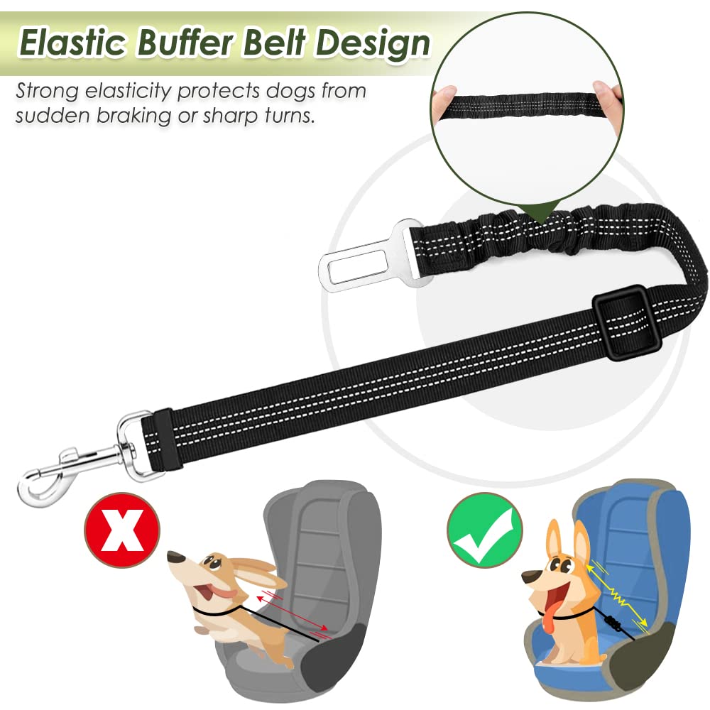 Slowton Dog Car Harness Seat Belt Set, Dog Vest Harness For Car Adjustable Mesh Breathable & Vehicle Safety Seatbelt Tether With Elastic Bungee For Small Medium Large Size Dogs Puppy Cats (Red,Xxxs)