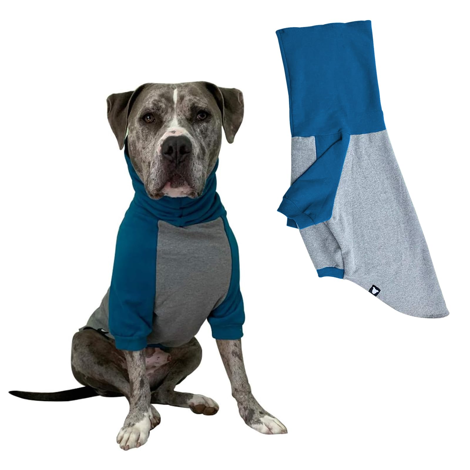 Tooth & Honey Large Dog Sweater - Pitbull, Teal & Grey (X-Large)