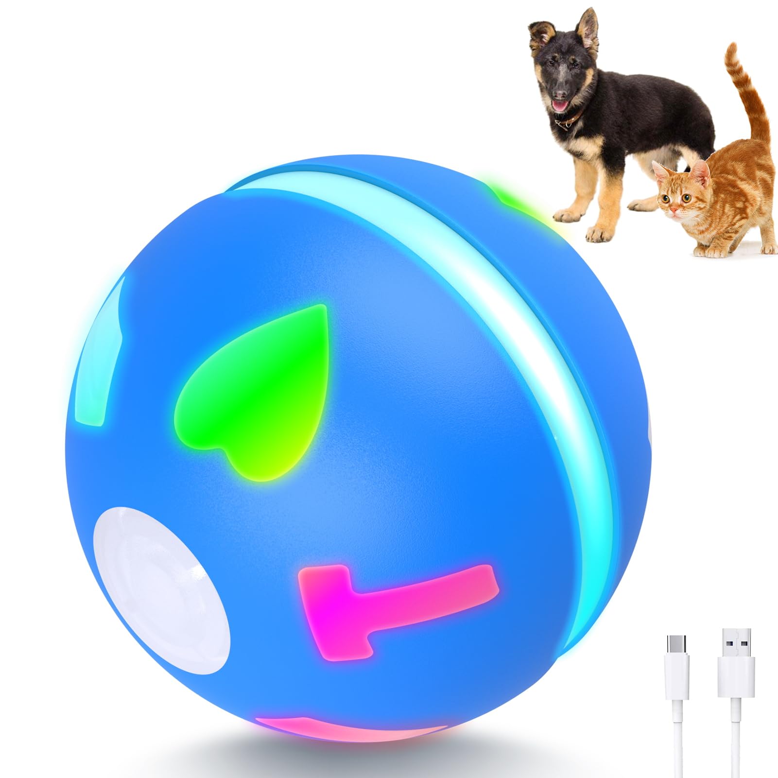 Salodal Interactive Dog Toys Ball, Motion Activated Rolling Dog Ball, Automatic Toy for Small/Medium Dogs,USB Rechargeable Dog E