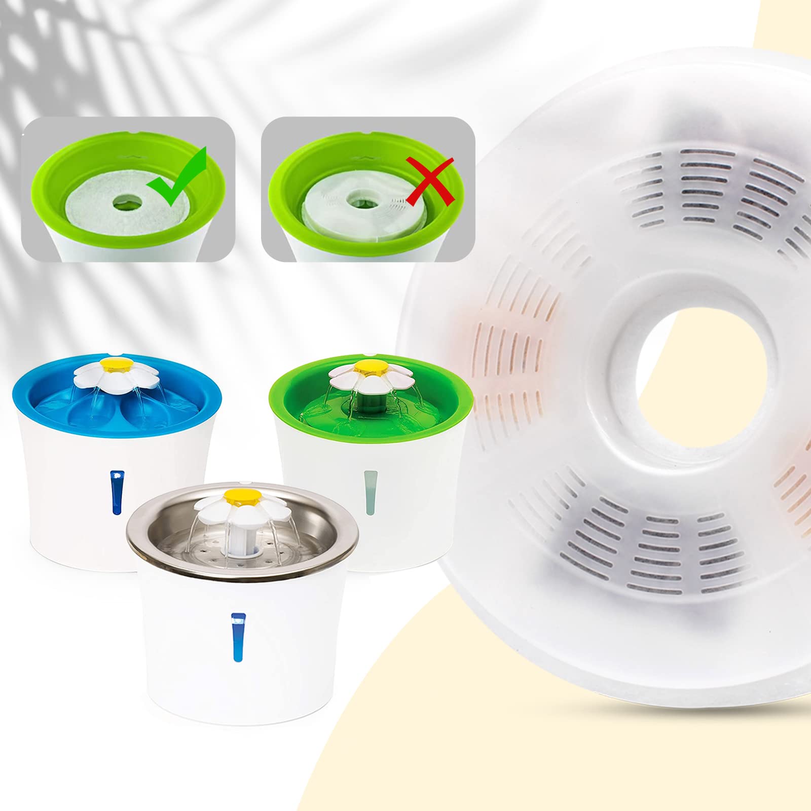 3/6/9 Pack Cat Water Fountain Filters Compatible With Catit Fountains, Petilog Carbon And Ion Exchange Resin Pet Fountain Filter