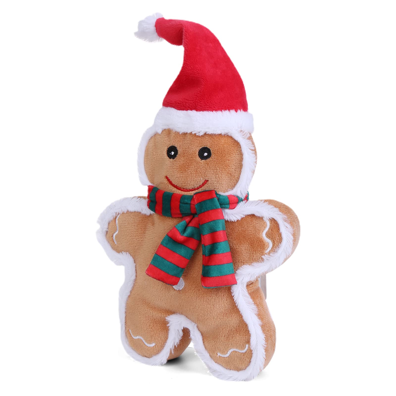 Dododola Squeaky Dog Toys Christmas Dog Toys With Crinkle Paper Cute Stuffed Gingerbread Man Gift Dog Plush Toys Chew Toys For S