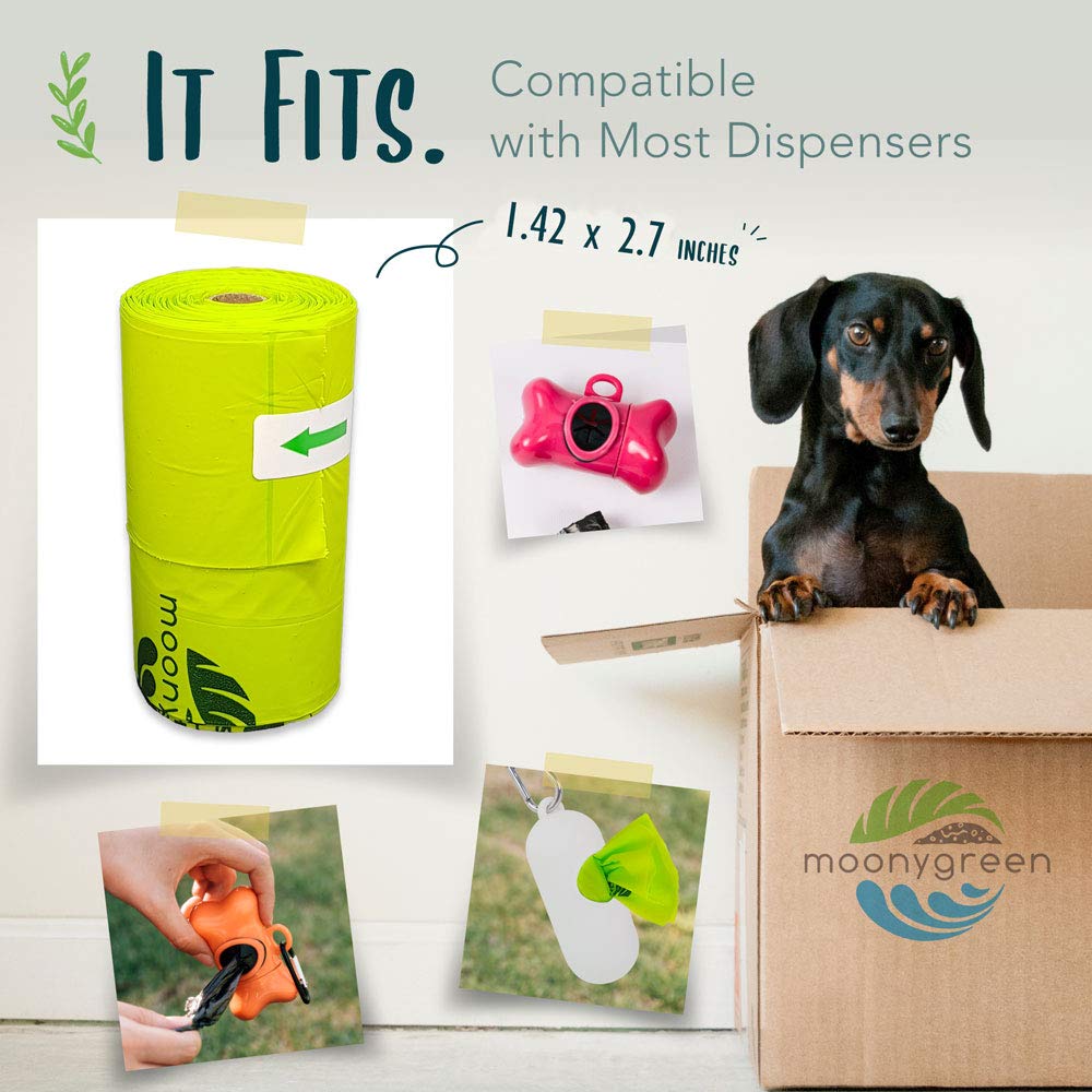 Moonygreen Dog Poop Bag, Compostable Doggie Poop Bags With Handles, Easy-Tie Pet Waste Bags, Eco-Friendly, Unscented, Vegetable-