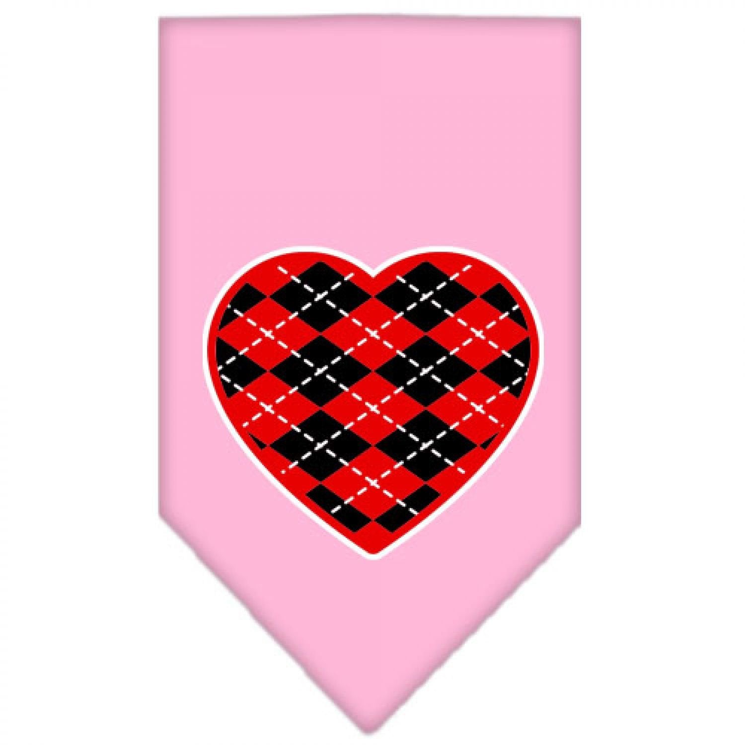 Mirage Pet Products Argyle Heart Red Screen Print Bandana for Pets, Small, Light Pink