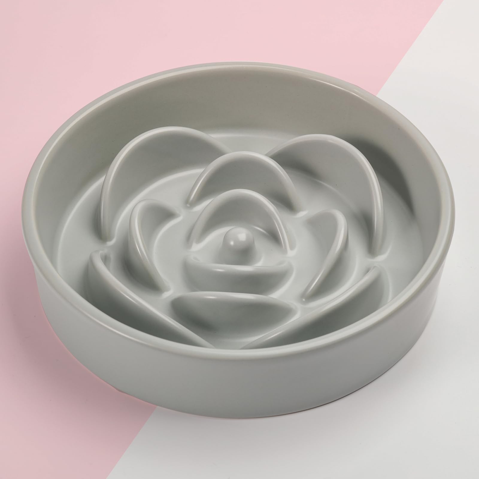 8.26 in Grey Dog Bowl Slow Feeder Ceramic for Medium and Large Breed,Pet Feeding Dog Food Water Dish Heavy Weighted,Puppy Bowl f