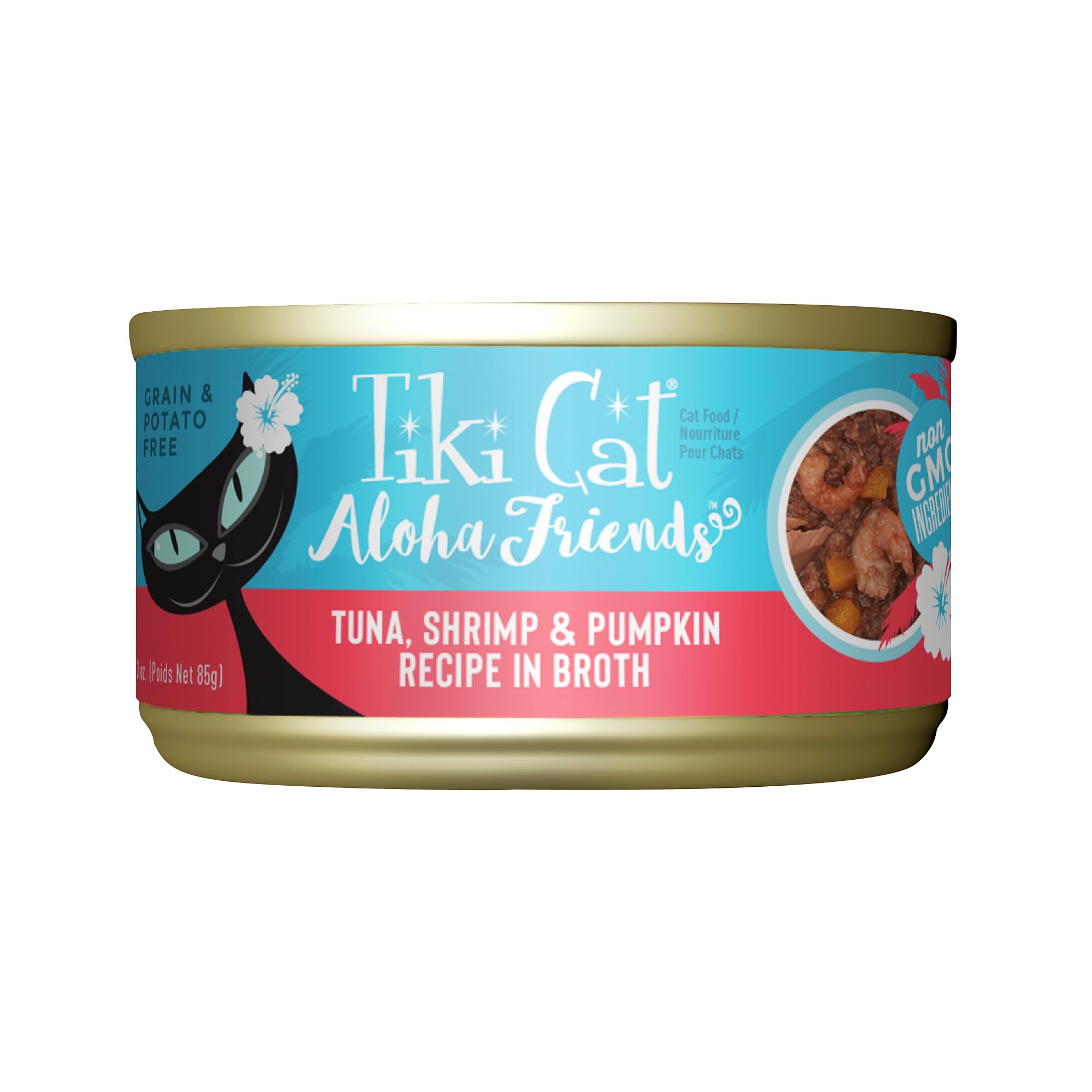 Tiki Cat Aloha Friends, Tuna, Shrimp & Pumpkin, Grain-Free & High Moisture, Wet Cat Food for All Life Stages 3 oz. Cans (Pack of