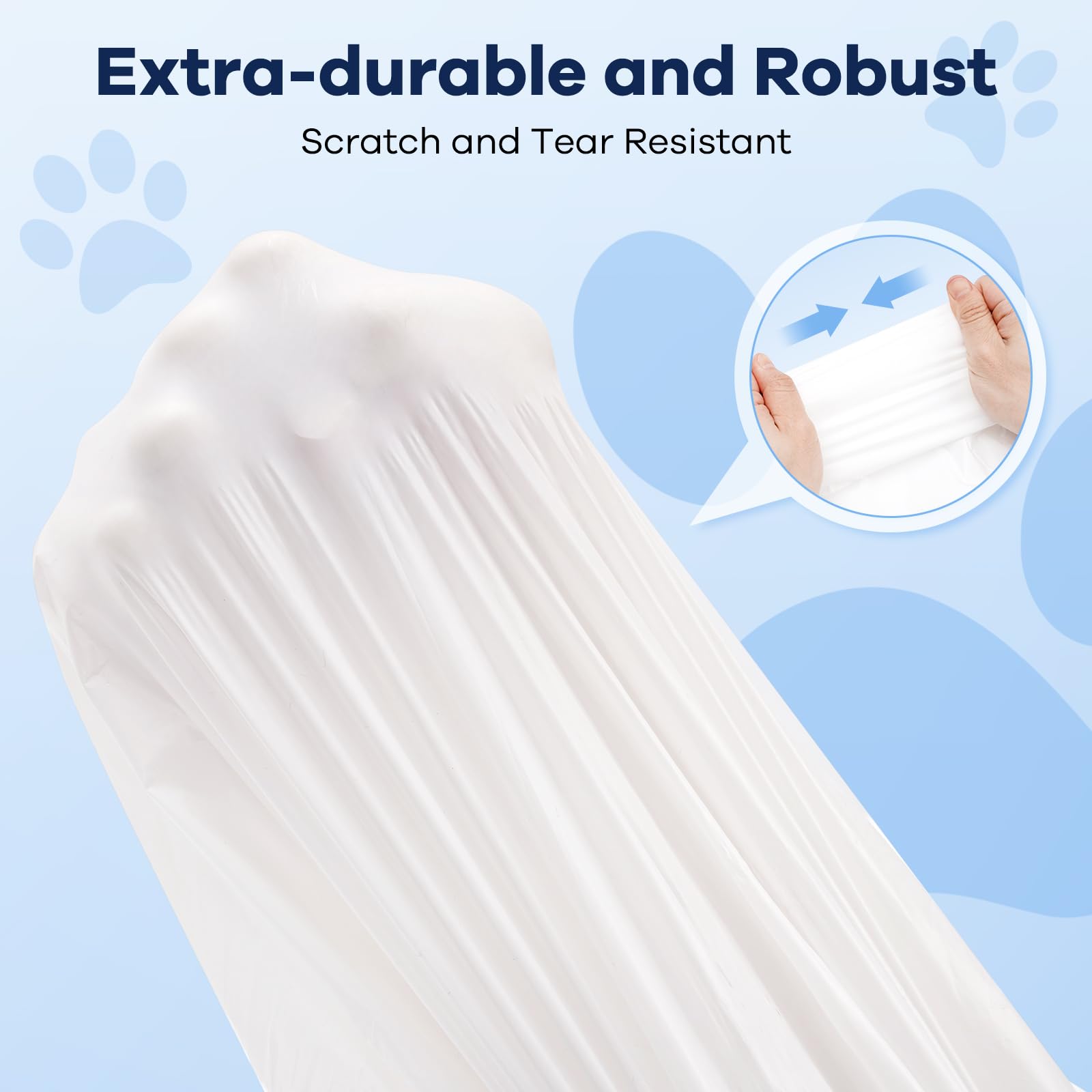 Cumrige Cat Litter Bags - 60 Pack Durable Drawstring Liners for Automatic Litter Boxes, Heavy-Duty, White, Model M2A