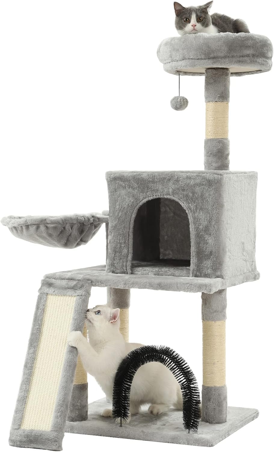 Hoopet 44In Cat Tree For Indoor Cats - Multi-Level Cat Tower With Hammock, Condo, Scratching Posts, Self-Grooming Brush & Play B