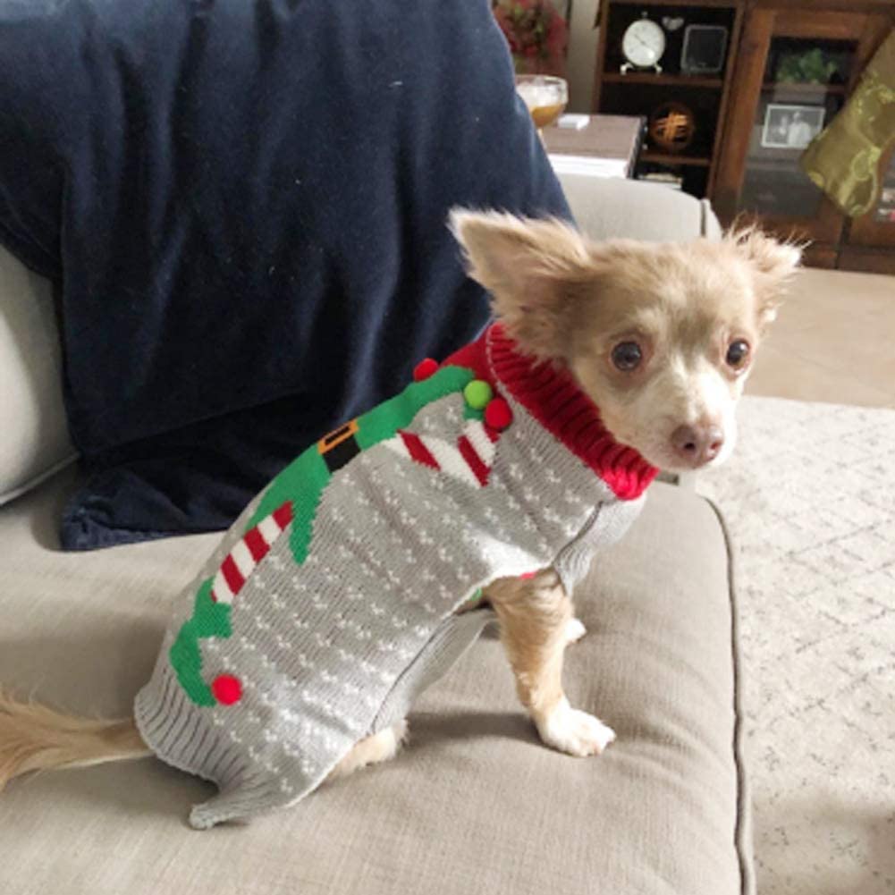Nacoco Christmas Dog Sweater Ugly Elf Pet Jumper Clown Holiday And Party For Dog And Cat (L)