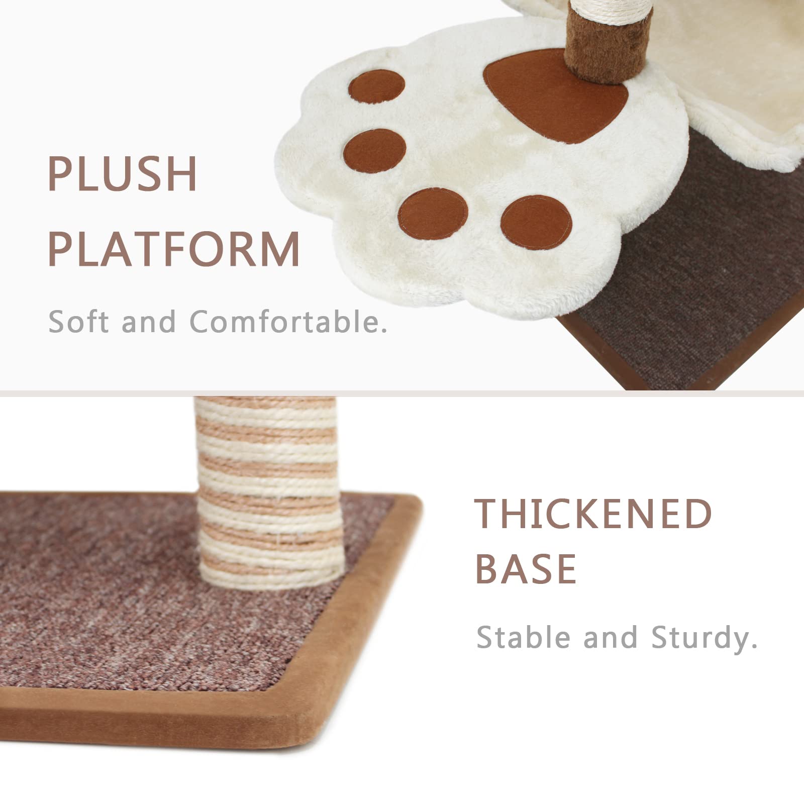 Songway Cat Scratching Post With Hammock - 27.5'' Cat Tree With Natural Sisal Post, Cradle Bed Hammock For Indoor Large Adult Ca