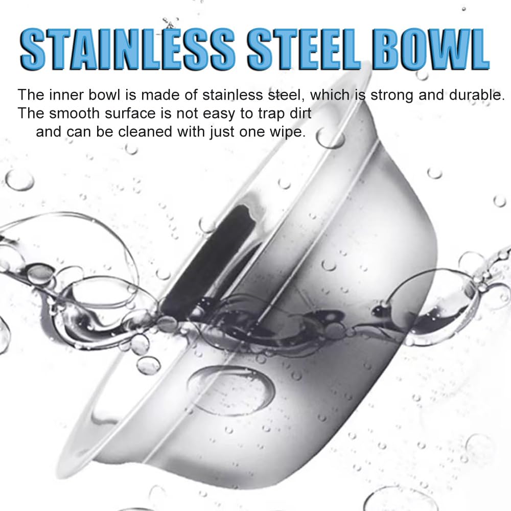 AKEISHE Double Cat Food Bowl -Stainless Steel Bowls with Easy-to-Clean Detachable Design, Non-Slip Base, Pet Feeder for Kittens