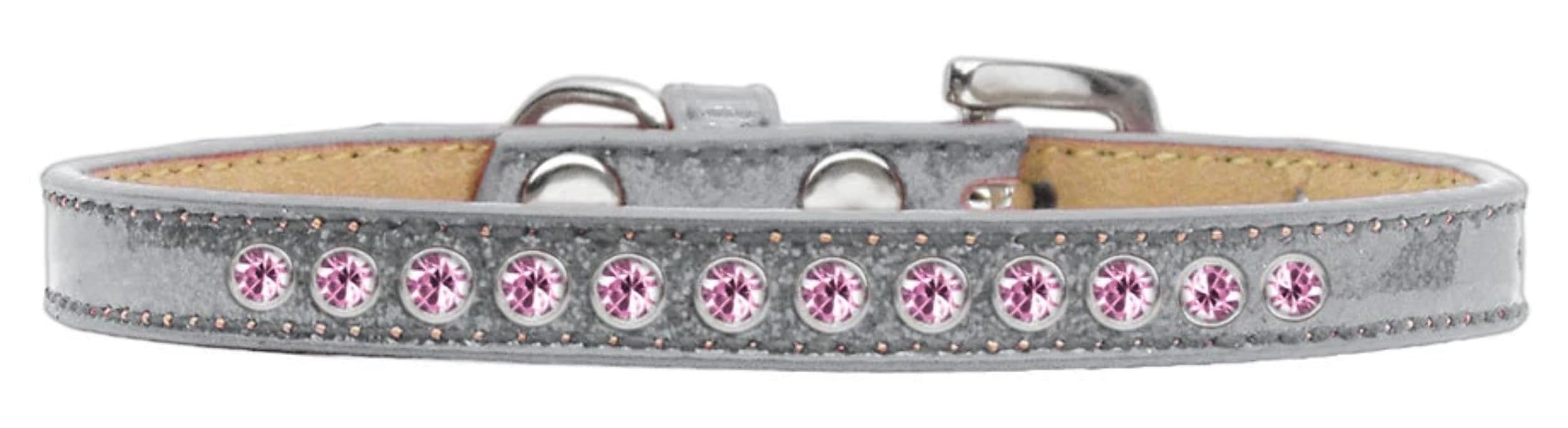 Dog, Puppy and Pet Ice Cream Collar, Pearl & Light Pink Crystal Rimsets Silver 8