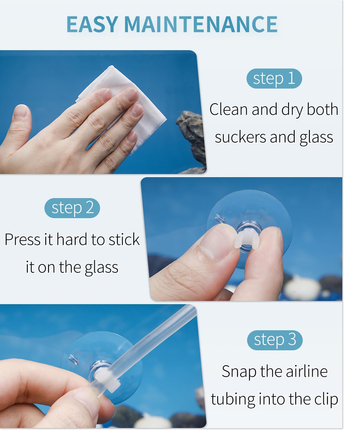 Pawfly Aquarium Suction Cup Clips For Standard 3/16' Id Airline Tubing Clear Air Hose Holder Clamp Accessories For Fish Tank Aeration Setup, 20 Pack