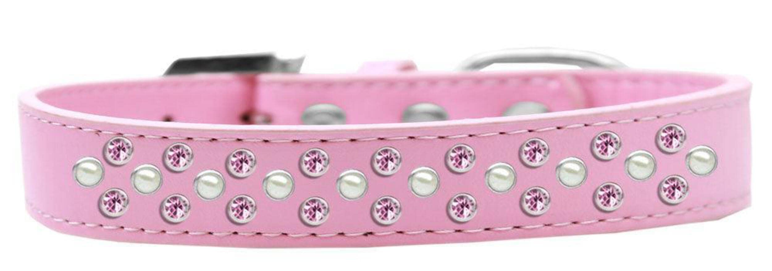 Mirage Pet Products Sprinkles Dog Collar with Pearl and Light Pink Crystals, Size 14, Light Pink