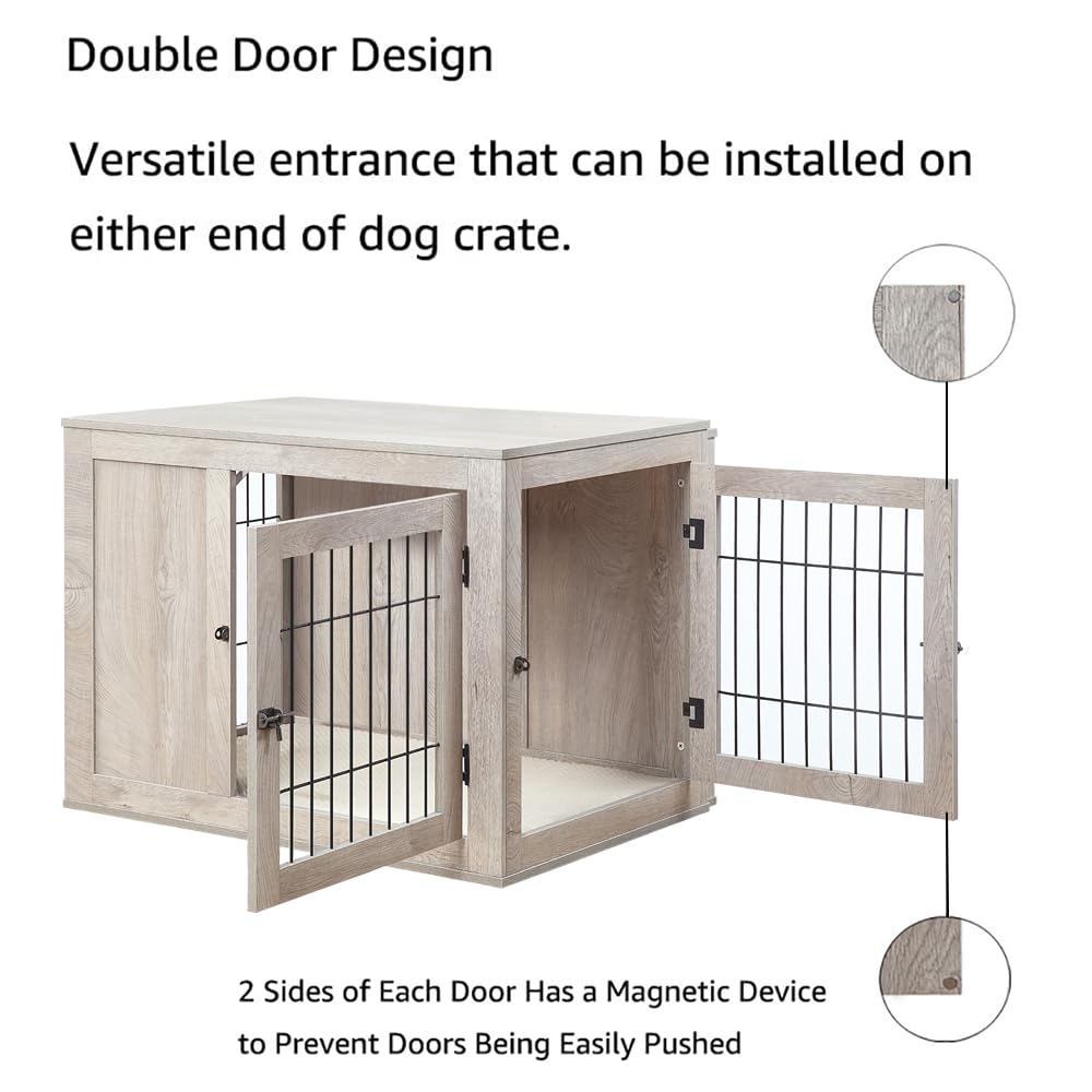 unipaws Furniture Style Dog Crate for Small Dogs, Indoor Aesthetic Puppy Kennel with Door, Modern Decorative Wood Wire Pet House