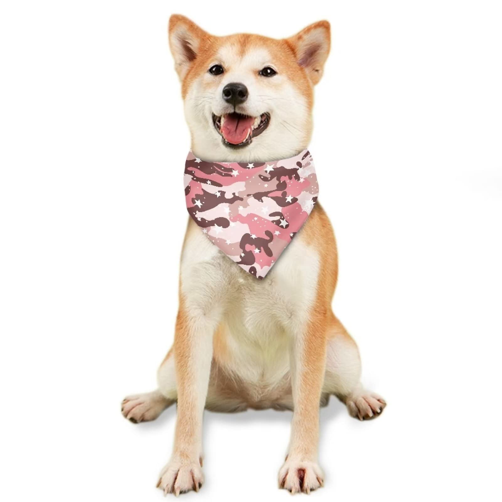 Jeiento Triangle Dog Bandana, Pink Camo Reversible Bibs Scarf, Washable And Adjustable Kerchief Set For Dogs Cats Pets