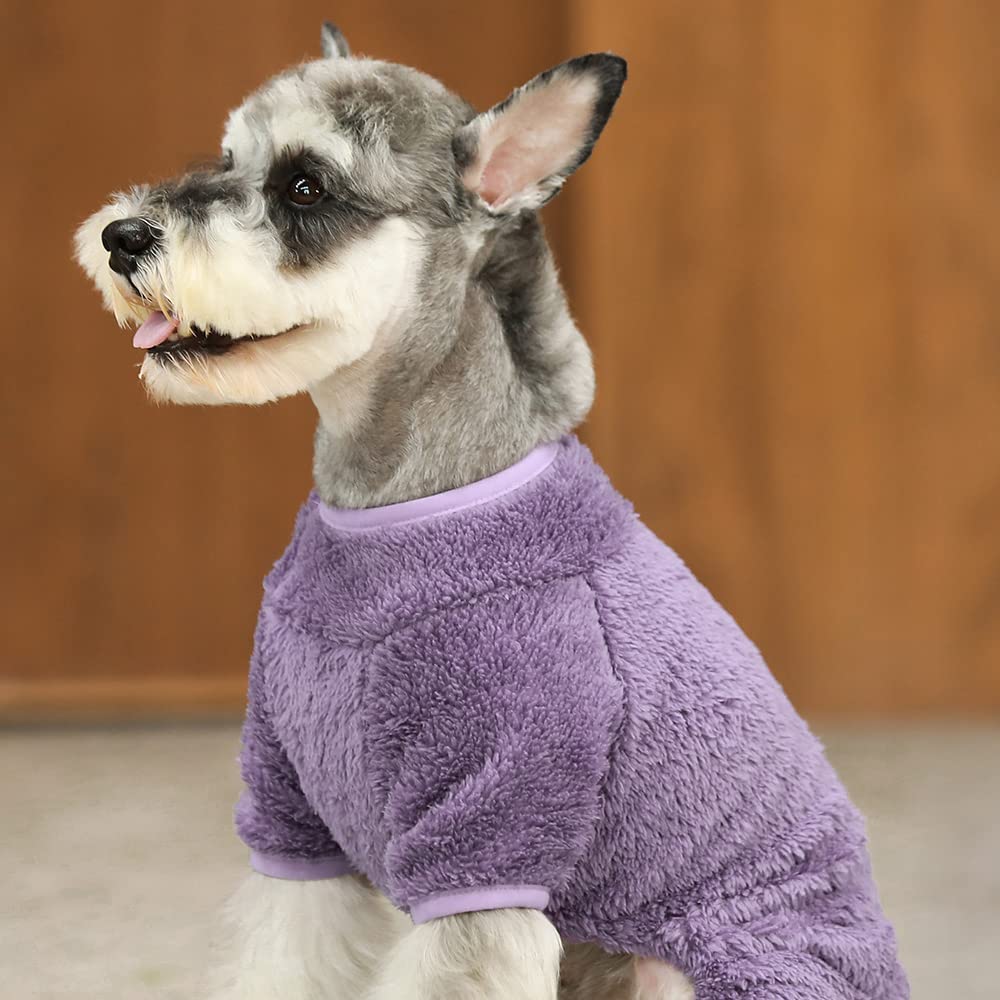 Fitwarm Dog Fuzzy Fleece Pajamas, Dog Winter Clothes For Small Dogs Girl, Pet Jumpsuit, Doggy Apparel, Purple, Large