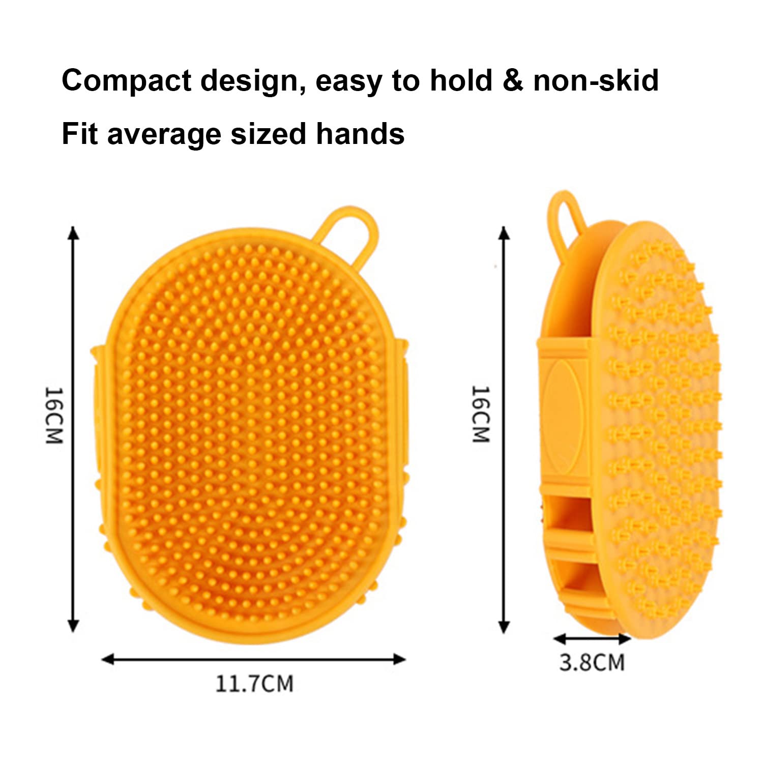 Ewinoom Dog Grooming Shampoo Brush, Pet Soothing Massage Rubber Bristles Curry Comb, Bath Gloves For Dogs And Cats Washing, Double-Sided Available, Yellow