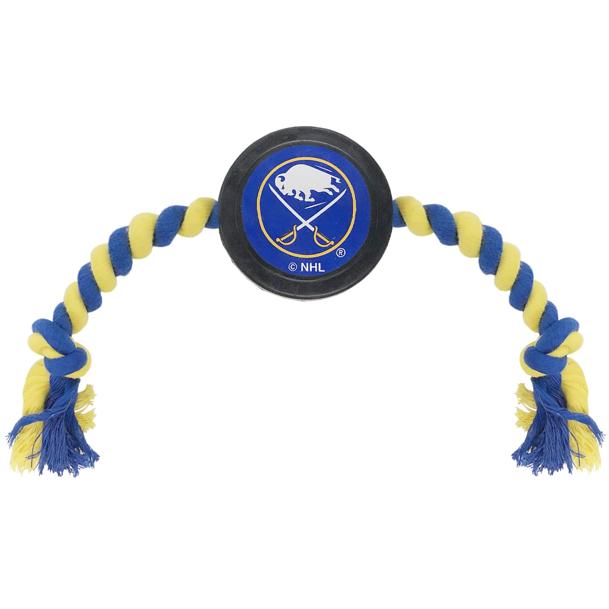 Pets First NHL Buffalo Sabres Puck Toy for Dogs & Cats. Play Hockey with Your Pet with This Licensed Dog Tough Toy Reward!