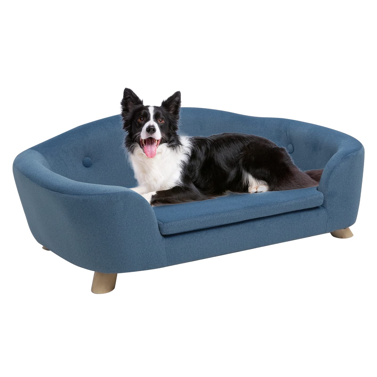 Shavi Large Dog Couch, 35'' Wide Pet Sofa For Large And Medium Dogs With Removable Mattress Cover, Luxury Raised Dog Couch Velve