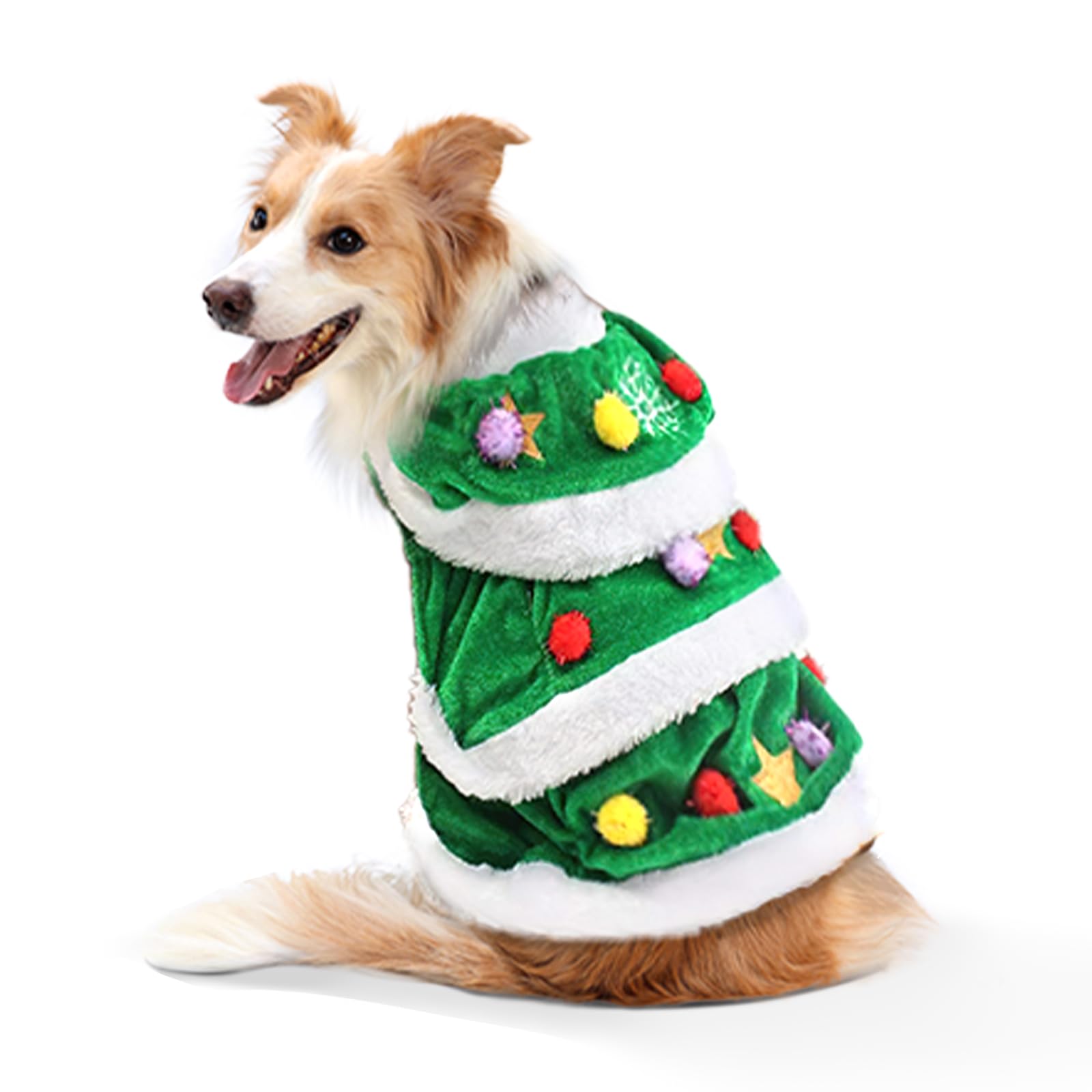 WORDERFUL Dog Christmas Tree Dress - Cute and Warm Dog Costume (L)