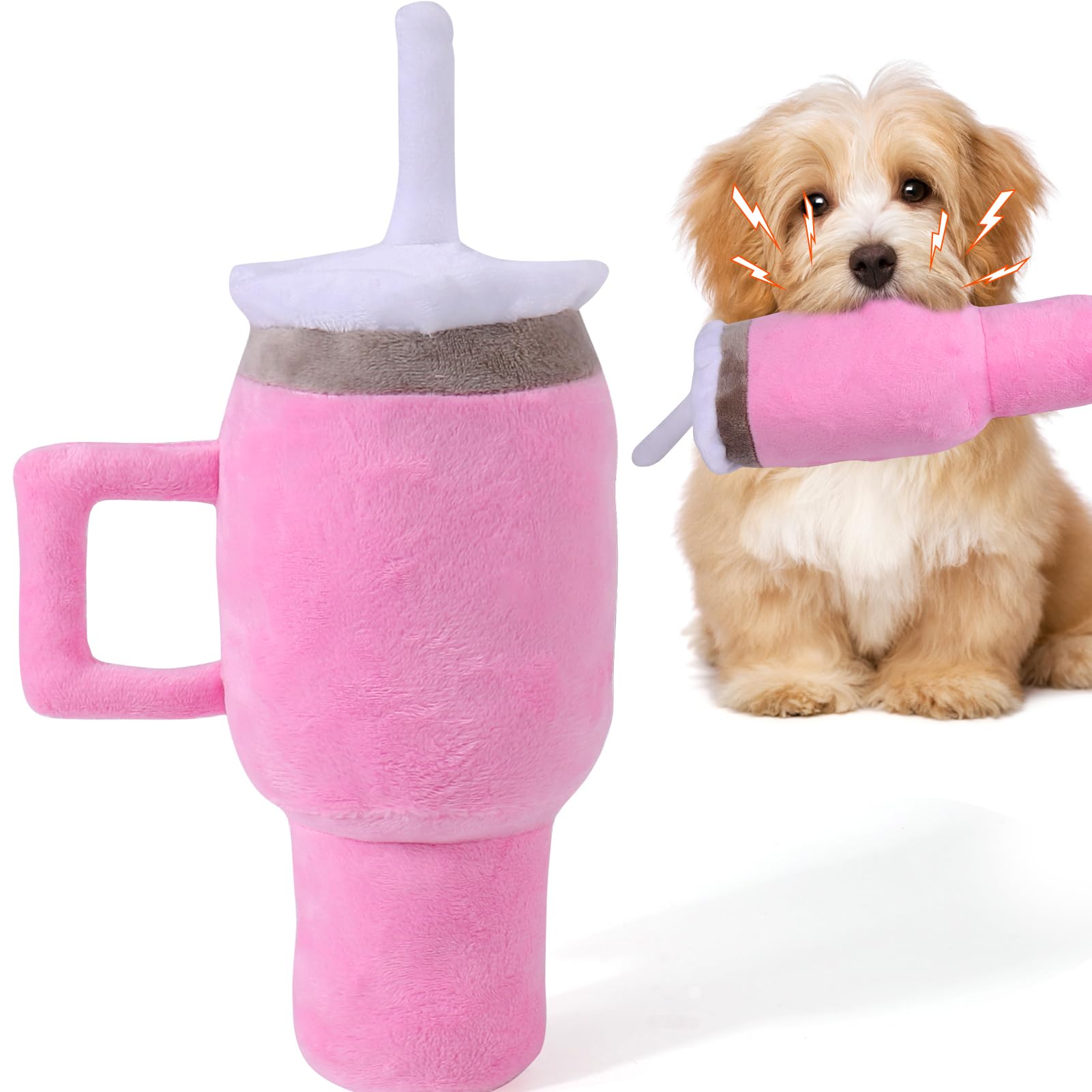 Mity rain Funny Tumbler with Handle Cup Dog Toys,Squeaky Dog Toys Interactive Fluff and Tuff Dog Toys for Small Dogs/Large Dogs/