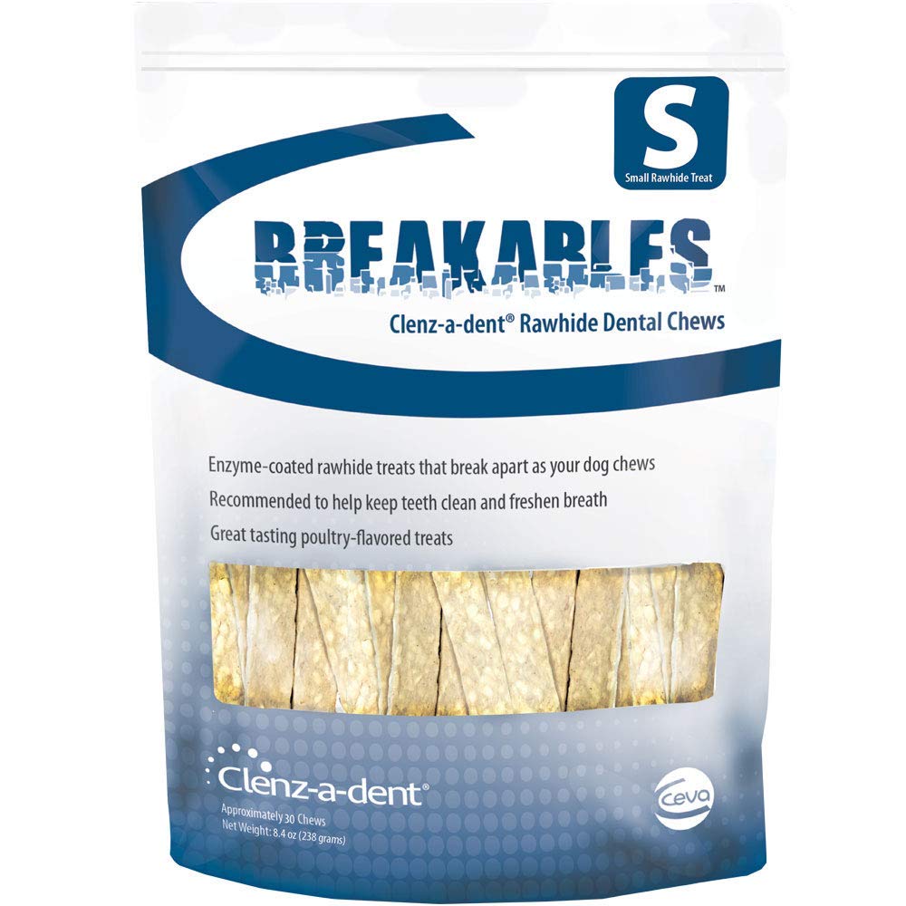 CEVA Animal Health Breakables Clenz-A-Dent Rawhide Dental Chews, 15Ct (Small)