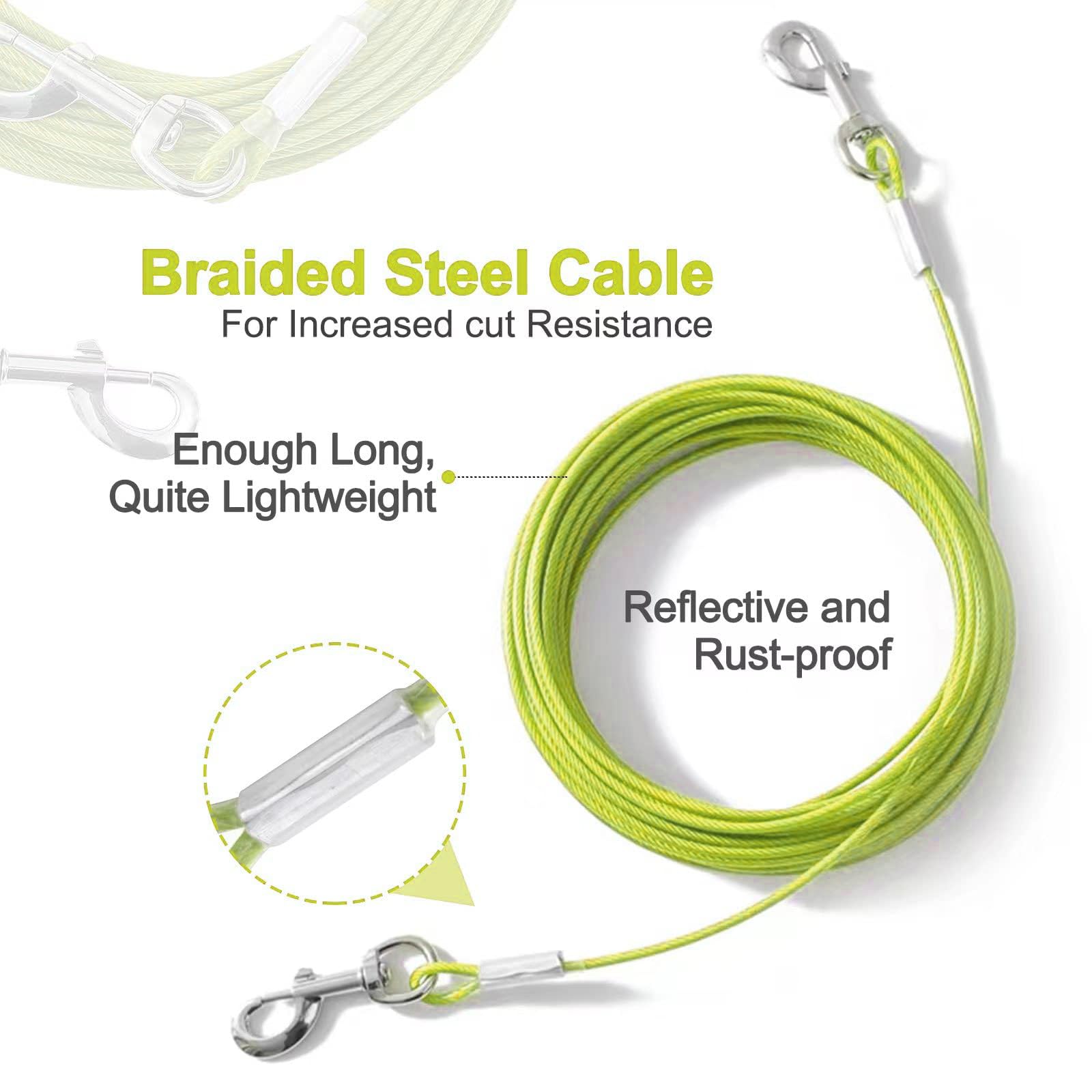 Mi Metty Tie Out Cable For Dogs,30Ft Dog Leads,Heavy Duty Tie Out Cable For Large Dogs Up To 125Lbs,Durable Dog Runner Tether Li