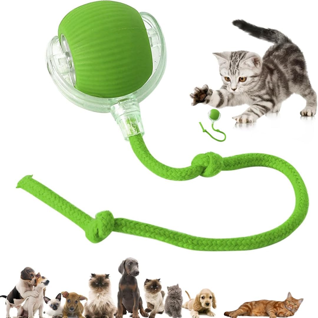 FOMQUAZLI Pet Ball Automatic Toy  Cat/Dog Toys for Indoor Smart Silicone Rolling Tail,Obstacle Avoidance and Motion Activated,K