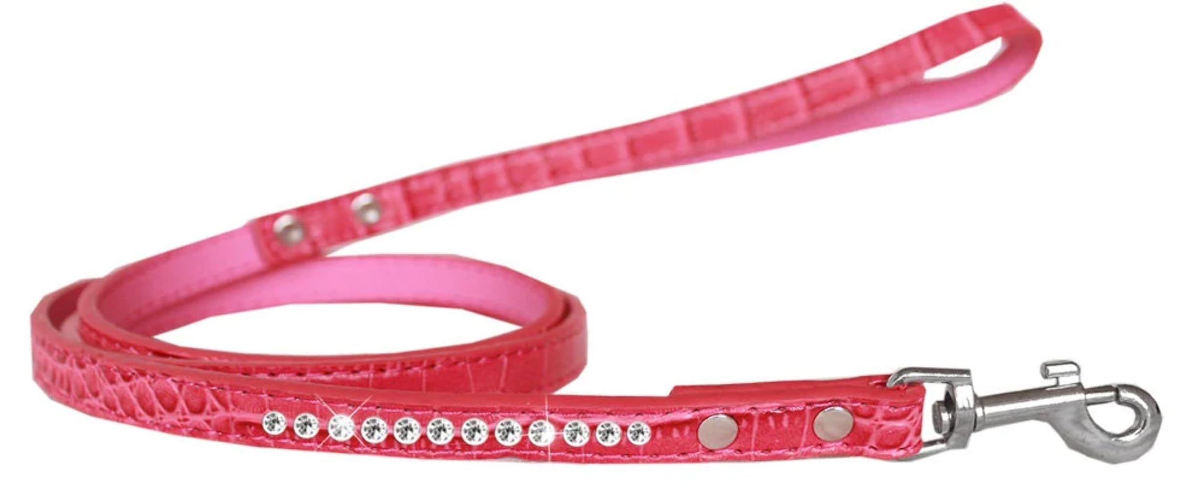 Dog, Puppy & Pet Designer Croc Leash, One Row Clear Crystal Lime Green 1/2" wide x 4' long
